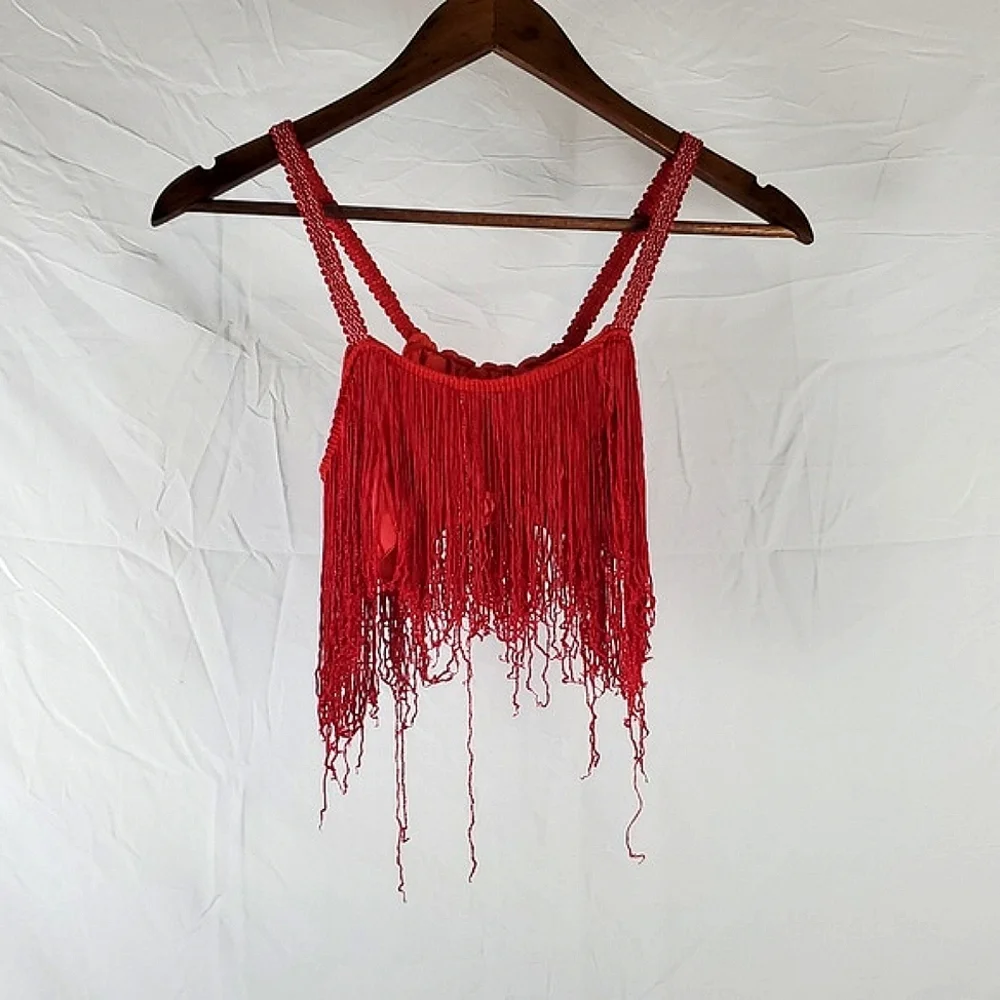 Vintage Red Fringe‎ Matching Boudoir Set